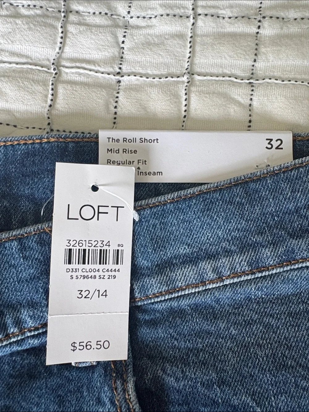 LOFT Medium Blue Denim Roll-Cuff Women's Shorts - Picture 2 of 4